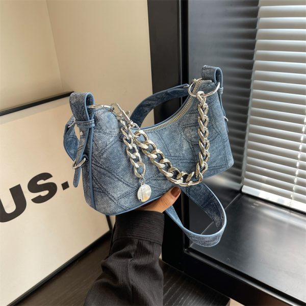 2025 New Model Patchwork Small Bag for Women - Stylish Versatile Chain Underarm Shoulder Crossbody Bag