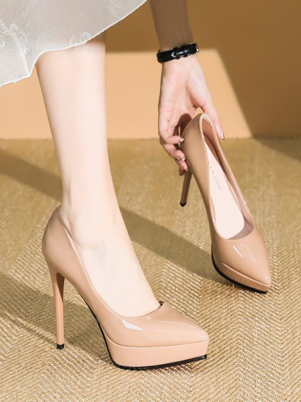 2025 Spring Women's Fashionable Stiletto High Heels 12CM Waterproof Platform Shoes for Elegant Style