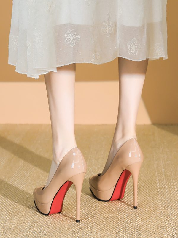 2025 Spring Women's Fashionable Stiletto High Heels 12CM Waterproof Platform Shoes for Elegant Style