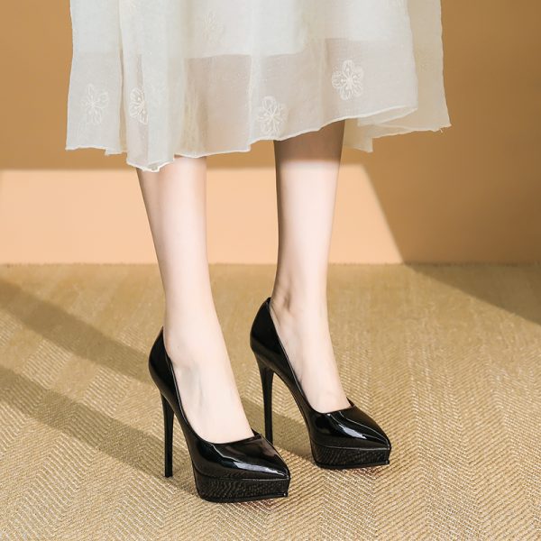 2025 Spring Women's Fashionable Stiletto High Heels 12CM Waterproof Platform Shoes for Elegant Style
