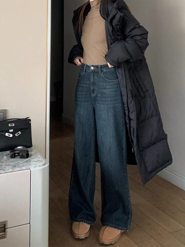 2025 Straight-Leg Jeans for Women, Narrow Wide-Leg Pants for Petite & Plus-Size, Slimming Loose Fit Fashion