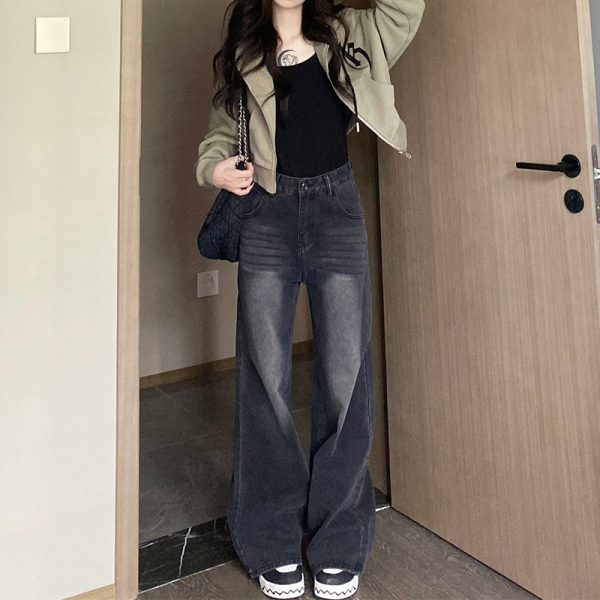 2025 Straight-Leg Jeans for Women, Narrow Wide-Leg Pants for Petite & Plus-Size, Slimming Loose Fit Fashion