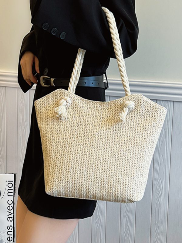 2025 Summer Straw Woven Shoulder Bag for Women - Large Capacity High-Quality Commuting Tote, Trendy Niche Design