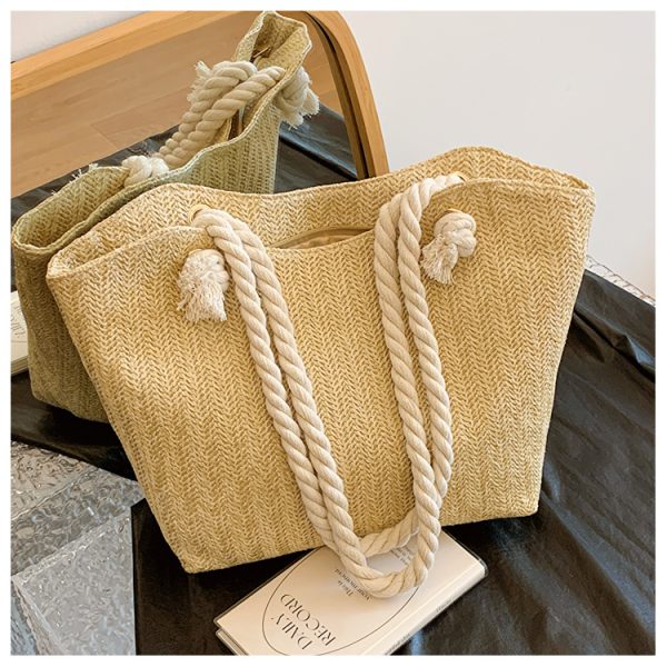 2025 Summer Straw Woven Shoulder Bag for Women - Large Capacity High-Quality Commuting Tote, Trendy Niche Design