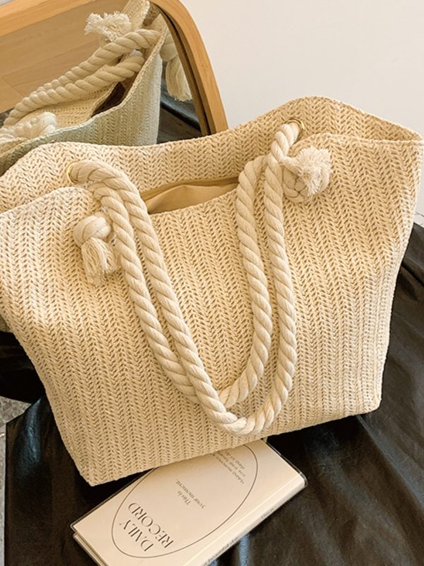 2025 Summer Straw Woven Shoulder Bag for Women - Large Capacity High-Quality Commuting Tote, Trendy Niche Design