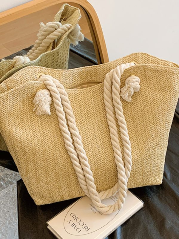 2025 Summer Straw Woven Shoulder Bag for Women - Large Capacity High-Quality Commuting Tote, Trendy Niche Design