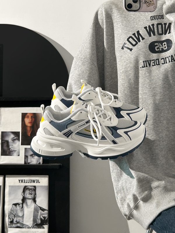 2025 Summer Unisex Height-Increasing Mesh Sports Shoes - Breathable White Dad Sneakers for Couples