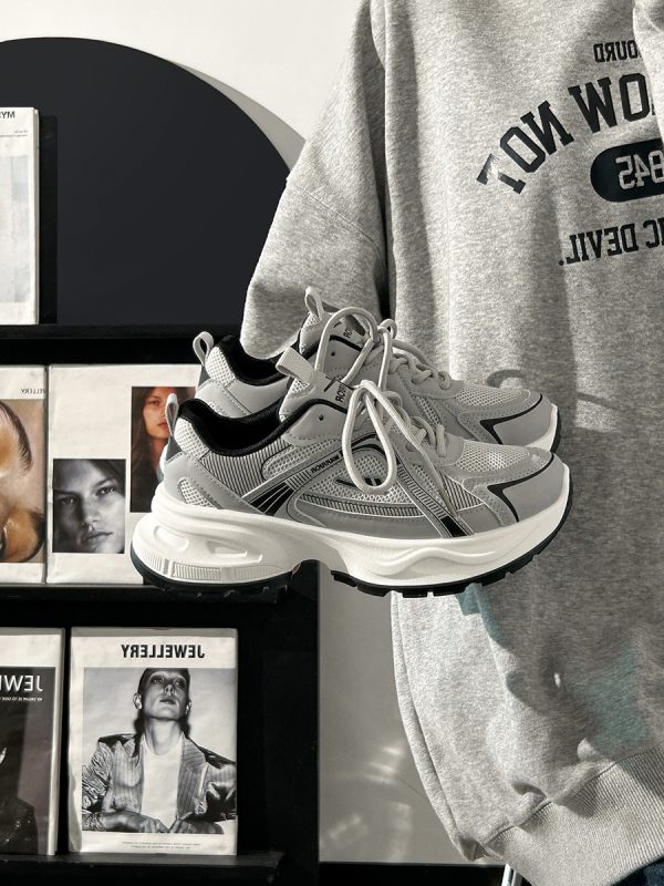 2025 Summer Unisex Height-Increasing Mesh Sports Shoes - Breathable White Dad Sneakers for Couples