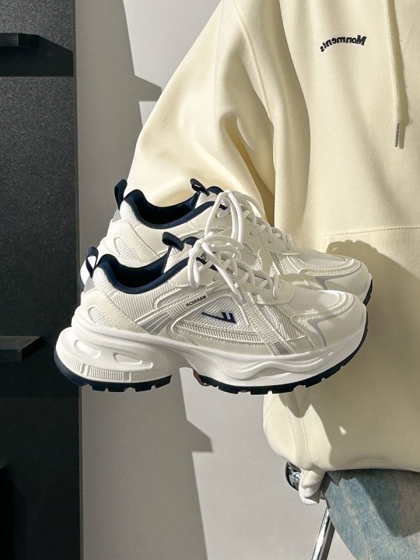 2025 Summer Unisex Height-Increasing Mesh Sports Shoes - Breathable White Dad Sneakers for Couples
