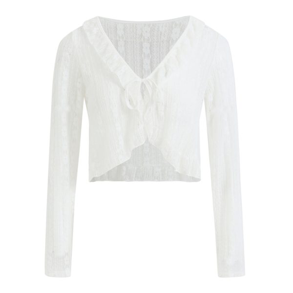 2025 Summer Women's Elegant Lace Cardigan Long Sleeve Outerwear - Trendy Layering Piece for Chic Style