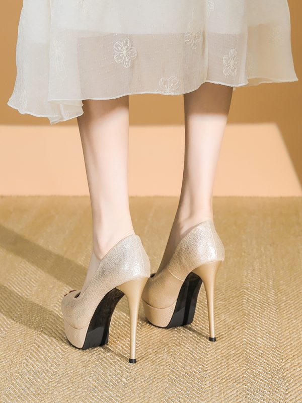 2025 Summer Women's High Heels Peep Toe Stiletto Platform Shoes - Sexy 12CM Waterproof Party Footwear