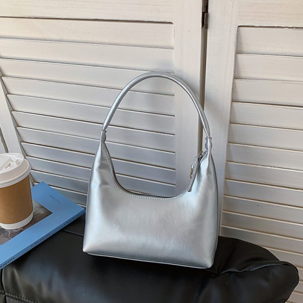 2025 Summer Women's Silver French-Style Baguette Shoulder Bag - Versatile High-End Niche Underarm Bag