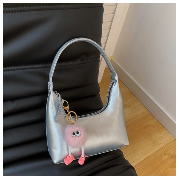 2025 Summer Women's Silver French-Style Baguette Shoulder Bag - Versatile High-End Niche Underarm Bag