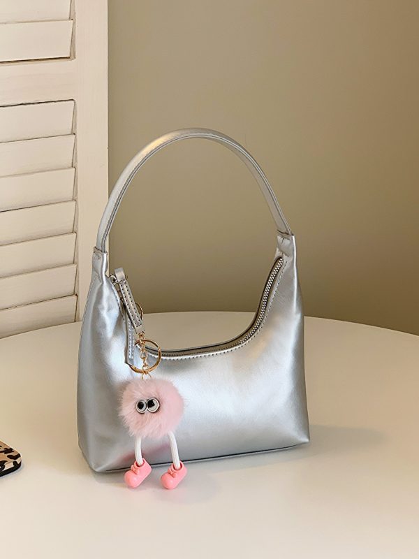 2025 Summer Women's Silver French-Style Baguette Shoulder Bag - Versatile High-End Niche Underarm Bag