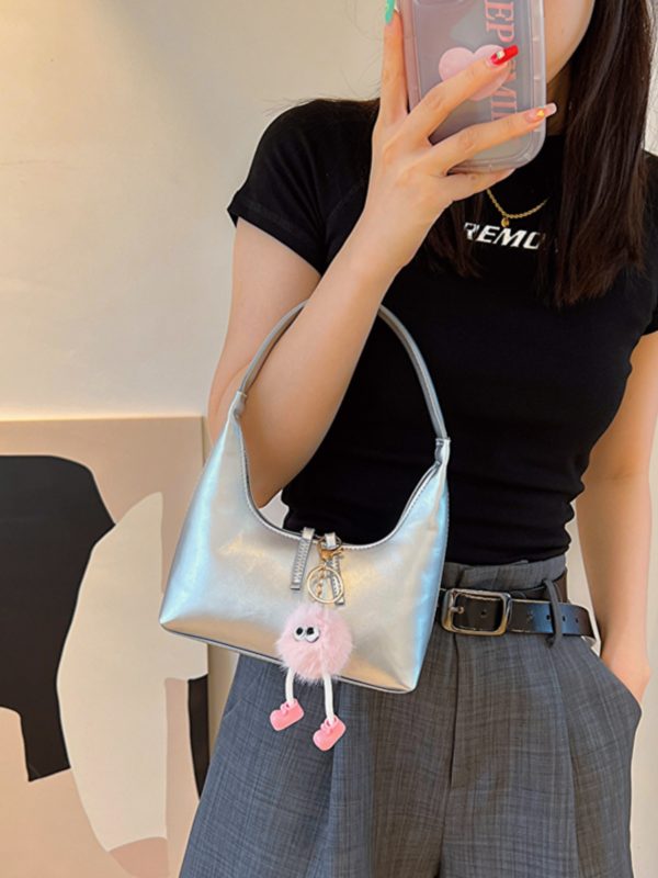 2025 Summer Women's Silver French-Style Baguette Shoulder Bag - Versatile High-End Niche Underarm Bag