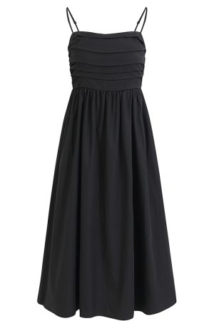 2025 Summer Women's White Spaghetti Strap Evening Gown - French-Style Long Dress for Vacation and Special Occasions