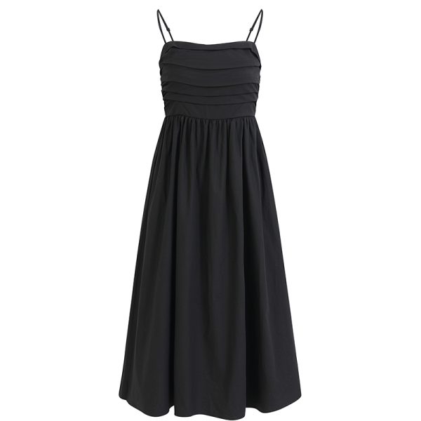 2025 Summer Women's White Spaghetti Strap Evening Gown - French-Style Long Dress for Vacation and Special Occasions