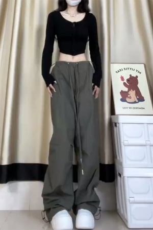 2025 Trendy American-Style Wide-Leg Cargo Pants for Women, Casual Retro Slim-Fit Street Dance & Jazz Sports Trousers
