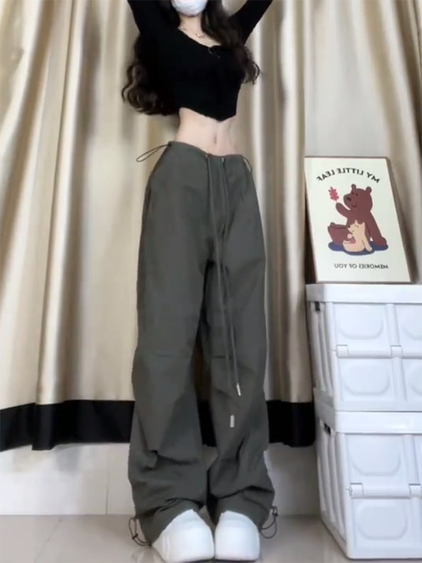 2025 Trendy American-Style Wide-Leg Cargo Pants for Women, Casual Retro Slim-Fit Street Dance & Jazz Sports Trousers