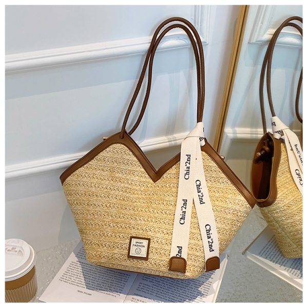 2025 Trendy Retro Hand-Woven Straw Tote Bag for Women - Large Capacity Versatile Shoulder Commuter Bag
