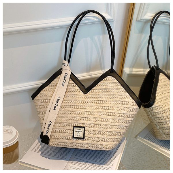 2025 Trendy Retro Hand-Woven Straw Tote Bag for Women - Large Capacity Versatile Shoulder Commuter Bag