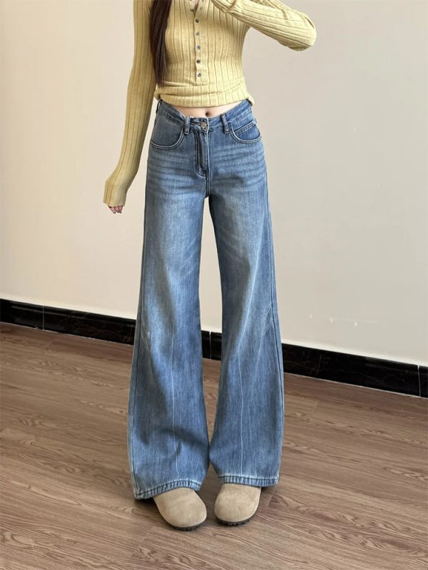 2025 Women's Plus Size Cowboy Flared Pants, High Waist Straight Loose Trousers for Curvy Girls, Trendy Western Style