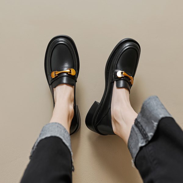 4.5 cm Italian-Style Soft Sole Leather Shoes with Metal Buckle - Comfortable Fashion Footwear