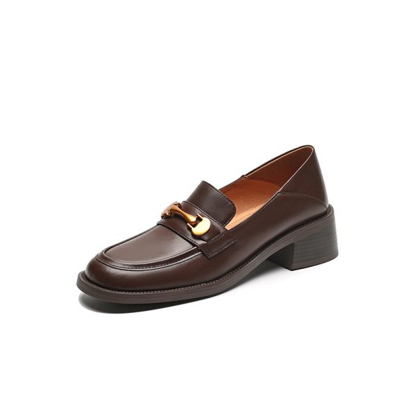 4.5 cm Italian-Style Soft Sole Leather Shoes with Metal Buckle - Comfortable Fashion Footwear