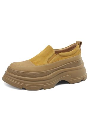 8 cm Italian-Style Soft Sole Genuine Leather Thick-Soled Shoes for Petite Women - Comfortable Spring and Autumn Footwear