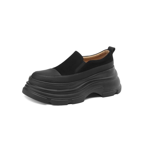 8 cm Italian-Style Soft Sole Genuine Leather Thick-Soled Shoes for Petite Women - Comfortable Spring and Autumn Footwear