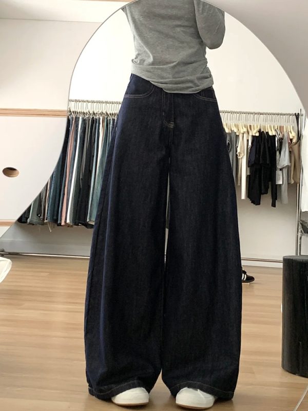 A-Line Wide-Leg Denim Pants for Women, Loose Fit, Casual Style, Flattering for Pear-Shaped Figures, 2025 Trendy Fashion
