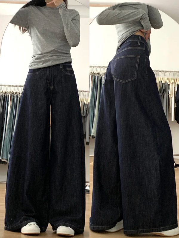 A-Line Wide-Leg Denim Pants for Women, Loose Fit, Casual Style, Flattering for Pear-Shaped Figures, 2025 Trendy Fashion