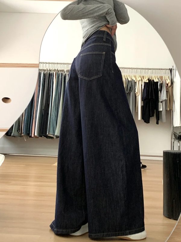A-Line Wide-Leg Denim Pants for Women, Loose Fit, Casual Style, Flattering for Pear-Shaped Figures, 2025 Trendy Fashion