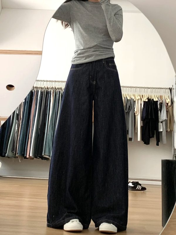 A-Line Wide-Leg Denim Pants for Women, Loose Fit, Casual Style, Flattering for Pear-Shaped Figures, 2025 Trendy Fashion
