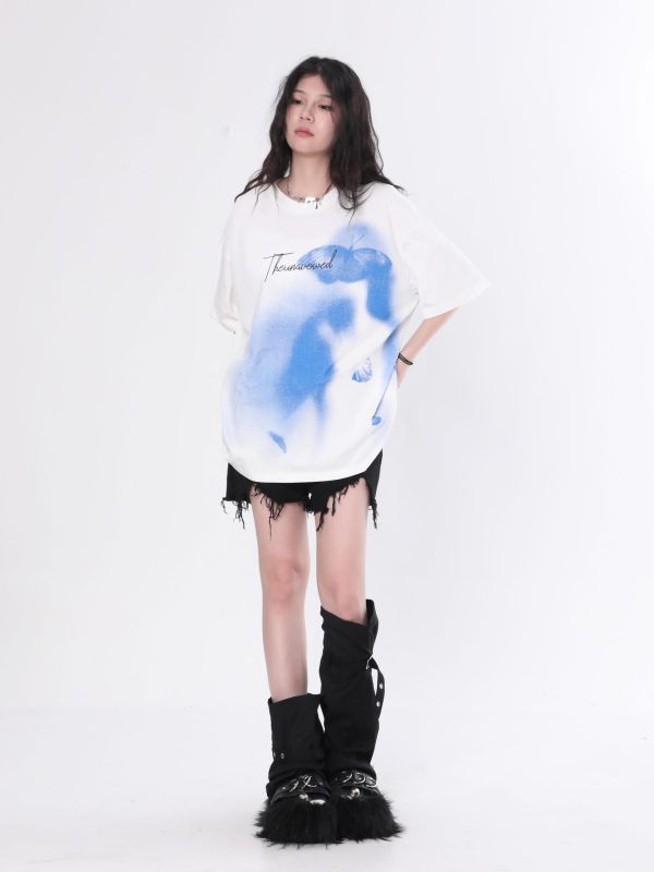 Abstract Butterfly Graphic Short Sleeve T-Shirt for Women - Trendy Hip-Hop Loose Fit Tee Inspired by Nature and Niche Designs