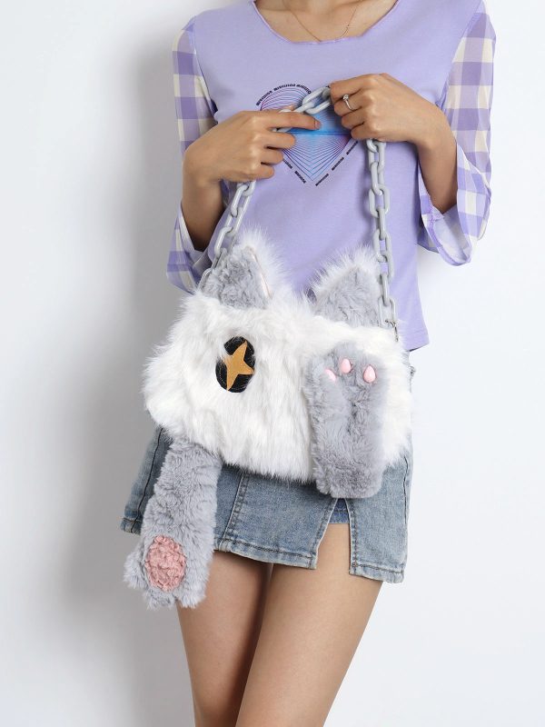 Adorable Plush Orange Cat Crossbody Bag for Women - Soft Face-Covering Shoulder Bag, 2024 Autumn Niche Style