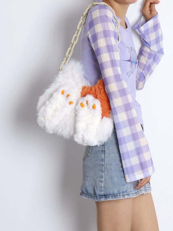 Adorable Plush Orange Cat Crossbody Bag for Women - Soft Face-Covering Shoulder Bag, 2024 Autumn Niche Style