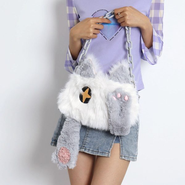 Adorable Plush Orange Cat Crossbody Bag for Women - Soft Face-Covering Shoulder Bag, 2024 Autumn Niche Style