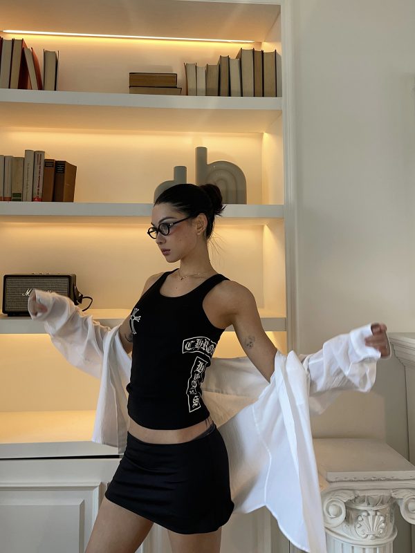 Airy White Shirt and Black Mini Low-Waist Skirt Set - Stylish Girl Outfit, Y2K Fashion, Trendy Summer Look