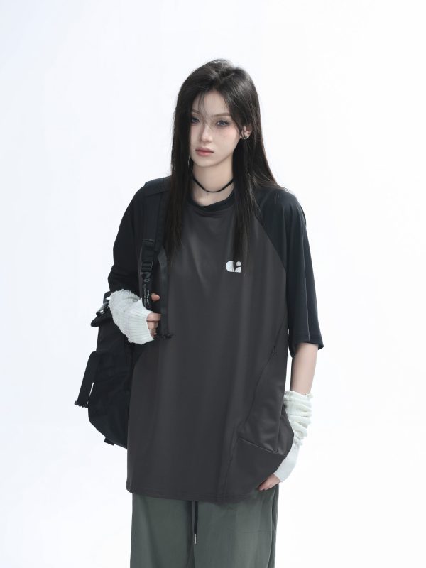 American Quick-Dry Oversized Women's Sports T-Shirt, Loose-Fitting Raglan Half-Sleeve for Summer, Casual Outdoor Style