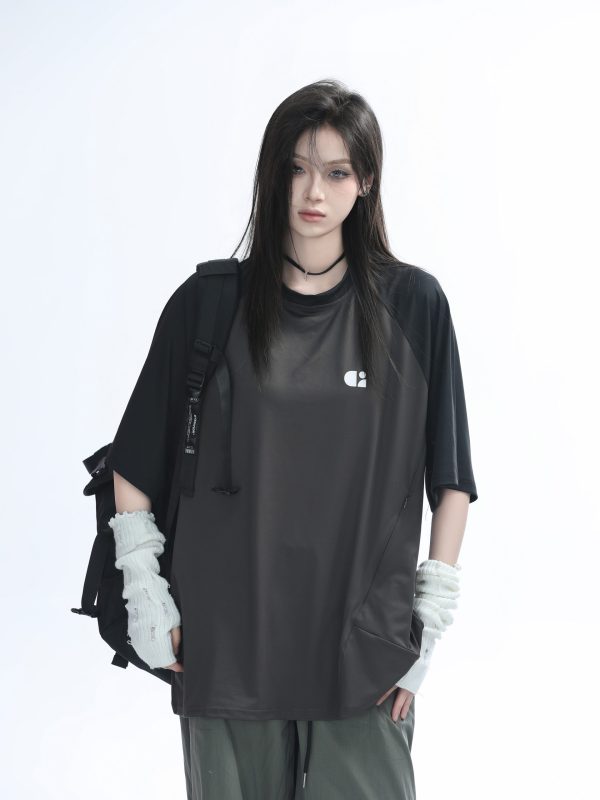 American Quick-Dry Oversized Women's Sports T-Shirt, Loose-Fitting Raglan Half-Sleeve for Summer, Casual Outdoor Style