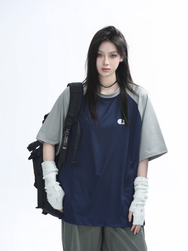 American Quick-Dry Oversized Women's Sports T-Shirt, Loose-Fitting Raglan Half-Sleeve for Summer, Casual Outdoor Style