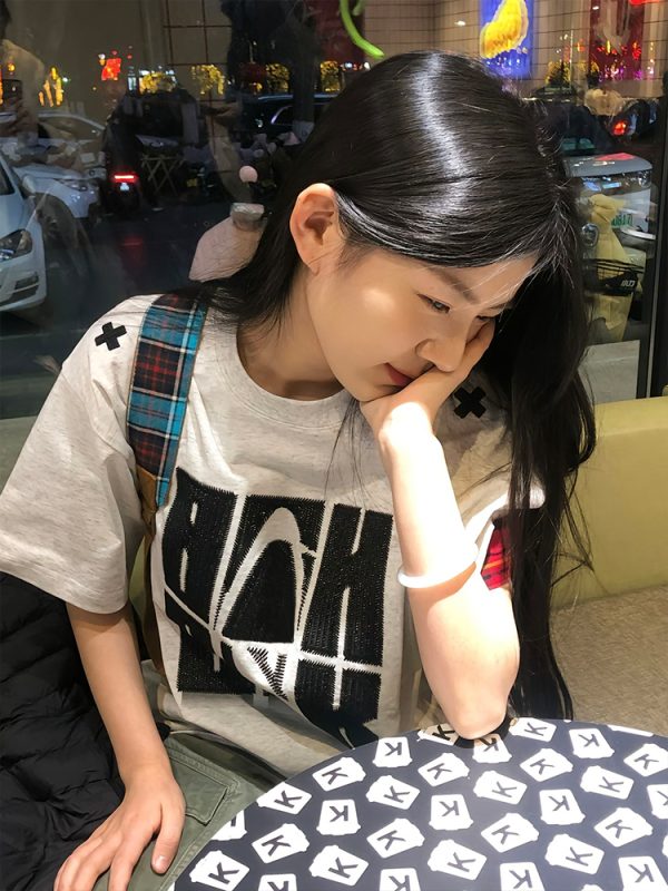 American Retro 2025 Summer Women's Short Sleeve Letter Embroidery Round Neck T-Shirt Casual Loose Fit Trendy Top