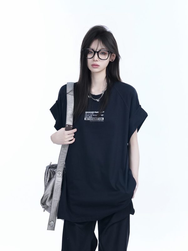 American Retro Black Sleeveless T-Shirt for Women - Summer Sports Style, Loose Fit Unisex Tee with Fun Mountain Quote