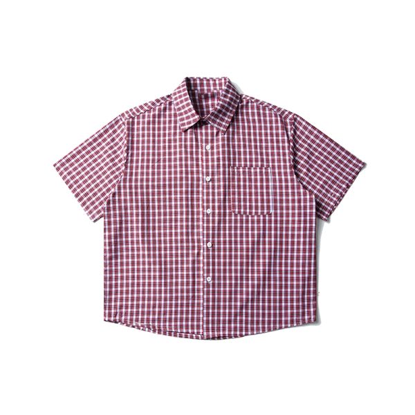 American Retro Blue Plaid Short Sleeve Shirt for Men and Women - Casual Loose Summer Fashion