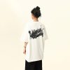 American Retro Blurry Letter Short Sleeve T-Shirt for Men and Women - Heavyweight Pure Cotton Summer Couple Tee