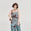 American Retro Butterfly Strap Dress for Women - Summer Mesh Floating Ribbon Design, Slim Fit, Girly Style