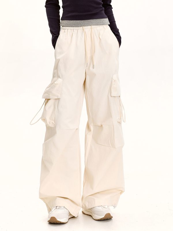 American Retro Dance Cargo Pants for Women - Summer Loose Casual Jazz Wide-Leg Pants in Draped Style