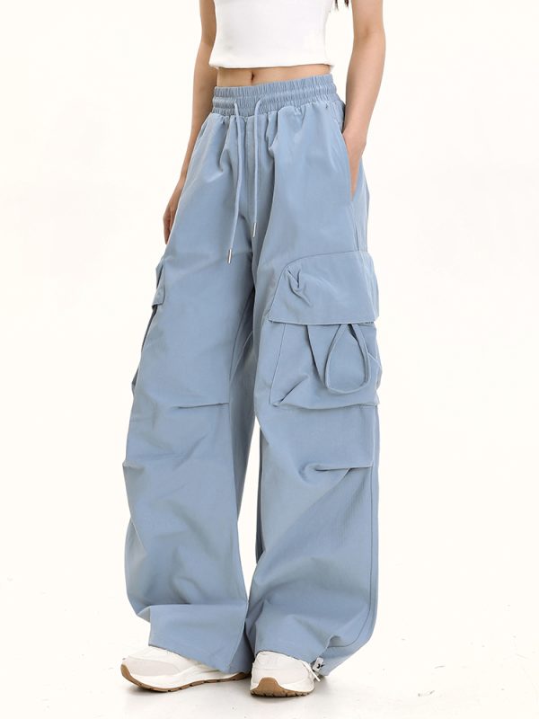American Retro Dance Cargo Pants for Women - Summer Loose Casual Jazz Wide-Leg Pants in Draped Style