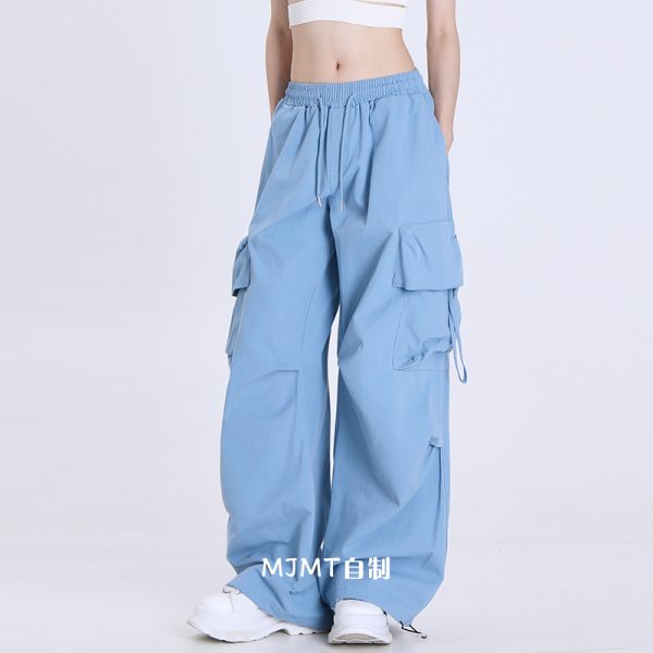 American Retro Dance Cargo Pants for Women - Summer Loose Casual Jazz Wide-Leg Pants in Draped Style